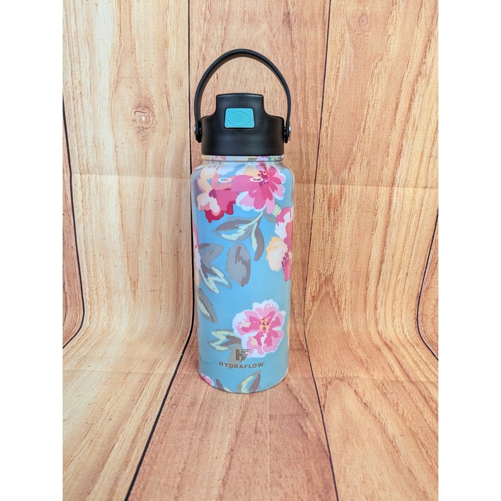 Hydraflow Hybrid 34oz Stainless Steel Water Bottle Tumbler Floral with Straw Lid